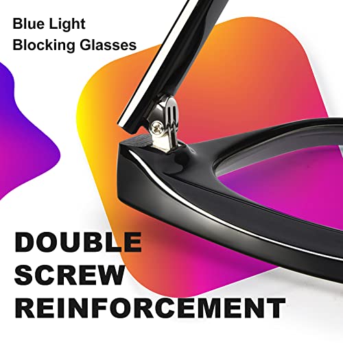 Image of VISOONE Square Blue Light Blocking Glasses TR90 Clear Lens for Women Men BONA