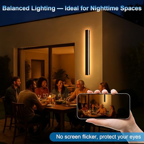 Image of Modern Outdoor Wall Lights - 2pack 70.8inch 3000k Black Exterior Light Fixtures Wall, Porch Lights Outdoor Wall Sconce, Patio Long Strip Wall Light Fixture Outside for Garage, House(4.72 Inch Wide)