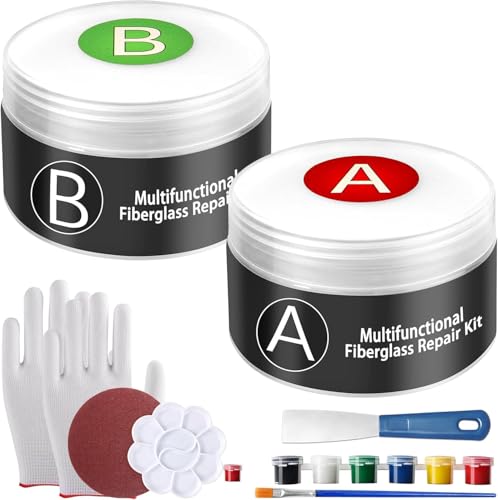 Fiberglass Repair Kit (Color Match) Shower Tray Repair Kit- Bath Repair Kit White Bathtub and Sink Repairs Kits for Chips Dents Cracks Holes Scratchs