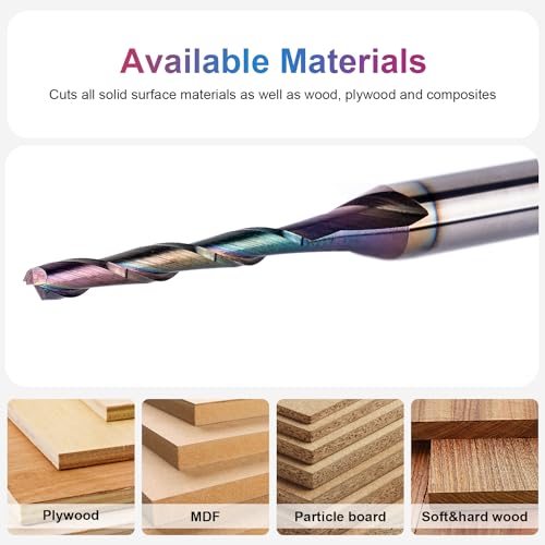 Image of SpeTool Upcut Spiral Router Bit 1 /8 Inch Cutting Diameter 1 /4 Inch Shank, Extra Long 3 Inch Extreme Tool Life Coated Solid Carbide CNC Wood Plunge Router Bits