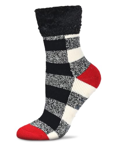MeMoi Women's Buffalo Check Plush Cabin Socks