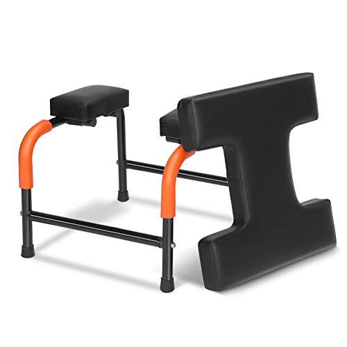 Yoga Headstand Bench, Yoga Chair Stool Inversion Bench Chair Metal Frame Thick Cushion for Family Gym Balance Training Core Strength Workout Fitness, 21.716.916.9in