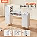 VEVOR Manicure Table, Glass Top Desk Makeup Dressing Station with Storage Cabinets, Acetone-Resistant Nail Tech Table for Spa Beauty Salon Workstation with Wrist Rest, 8 Metal Legs, White