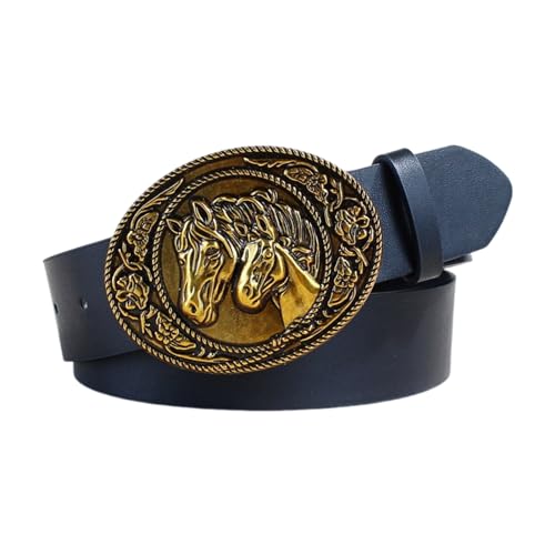 Waist Belt Punk Chain for Cowboy Cowgirl Carved Horse Buckle Retro Floral Buckle Waist Chain Sexy Belt