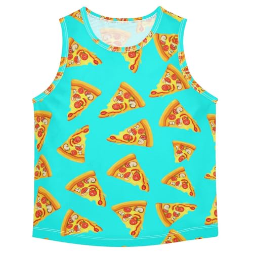 J JOYSAY Pepperoni Pizza Slice Turquoise Boys Tank Top Sleeveless Muscle Shirts Quick Dry Kids T-Shirts 3-15T