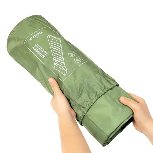 Image of Tripole AirNest - Inflatable Portable Camping Mat | Built-in Foot Pump & Pillow | Hiking, Backpacking & Travel (Green)