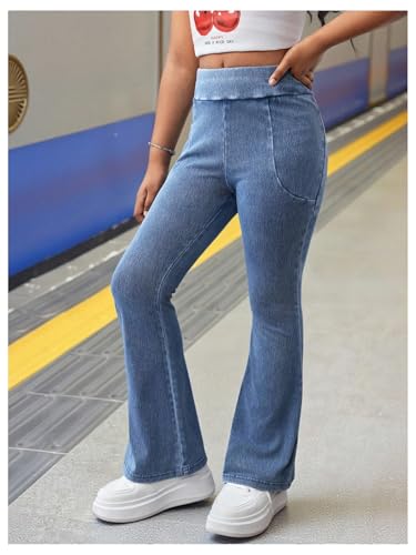 SHENHE Girl's Flare Jean Leggings High Waisted Stretch Bootcut Denim Yoga Pants with Pocket2
