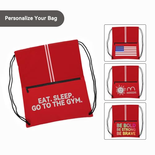 Image of Drawstring Backpack Large Sports Draw String Bag for Women and Men (Red)