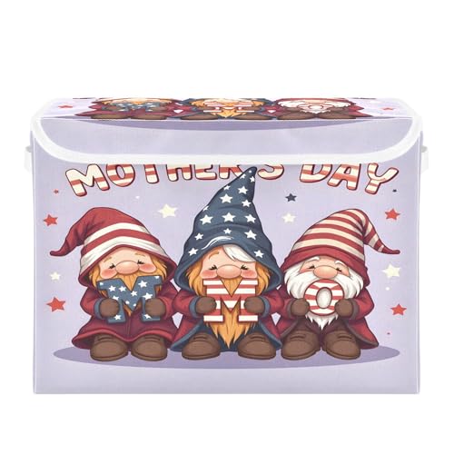 ALAZA Cajas de almacenamiento con tapas, cubos de almacenamiento plegables de tela con asa, gnomos, minions, organizadores de armario, canasta, estantes, gabinetes para el hogar, dormitorio, oficina