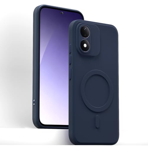 Image of Outlouders Back Cover for Redmi Note 17 5G | Soft Matte Silicone | Magnetic-Safe Logo Design (Magnetic-Safe Not Compatible) | Shockproof | Protective Bumper Case (Blue)