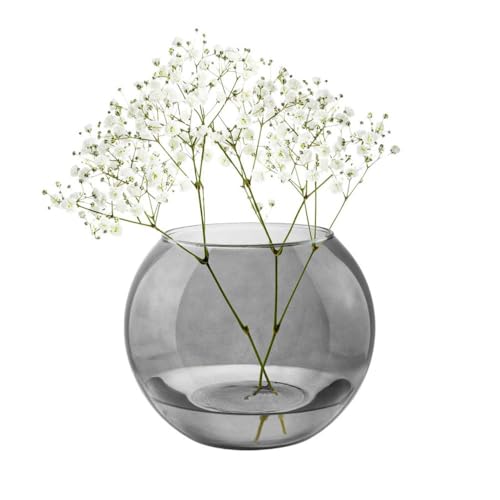 TREND FOR HOME Kugelvase Glas Ø 19cm H: 15,5cm Pflanzenterrarium Grauglas...
