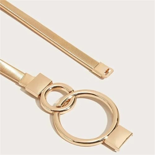 Ladies Belts Women Belt Circle Pin Buckle Chain Belt Elastic Dress Shirt Jeans Decoration Accessories Belt(Gold)4