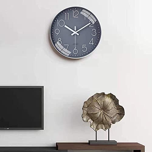 Image of TEKCOOL Plastic Digital Wall Clock 12 inch Silent Quartz Decorative Non-Ticking Classic Clock Battery Operated Round Easy to Read for Room /Home /Kitchen /Bedroom /Office /School- (Grey);