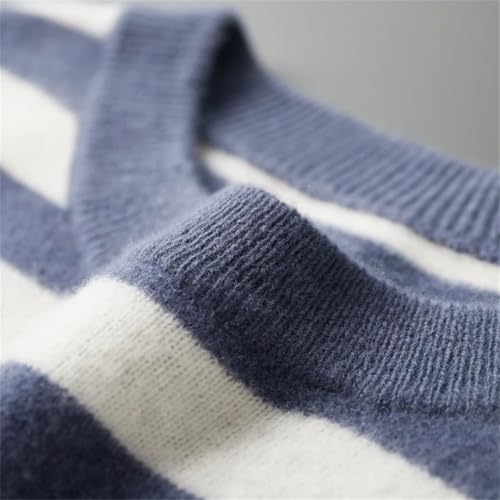 Rfmfkkg Men's Sweater Crewneck Pullover Wool Knitted Stripe Contrast Sweaters Long Sleeve Warm Jumper4