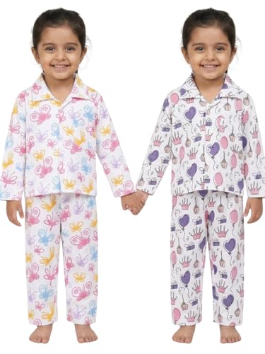 Image of The Mom Store Kids Cotton Night Suit for Boys and Girls | Breathable Night Dress for Kids Boys and Girls | Printed Nightsuit Pajama Set | Comfortable All-Season Sleepwear for Daily Use | Combo Set