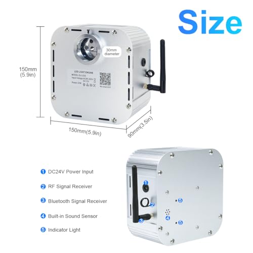 Image of AMKI High Brightness 32W Twinkle Sound Mode RGBW Light Source Engine Driver Remote /APP Control Starlight Box Motor for Fiber Optic Star Ceiling Light Kit