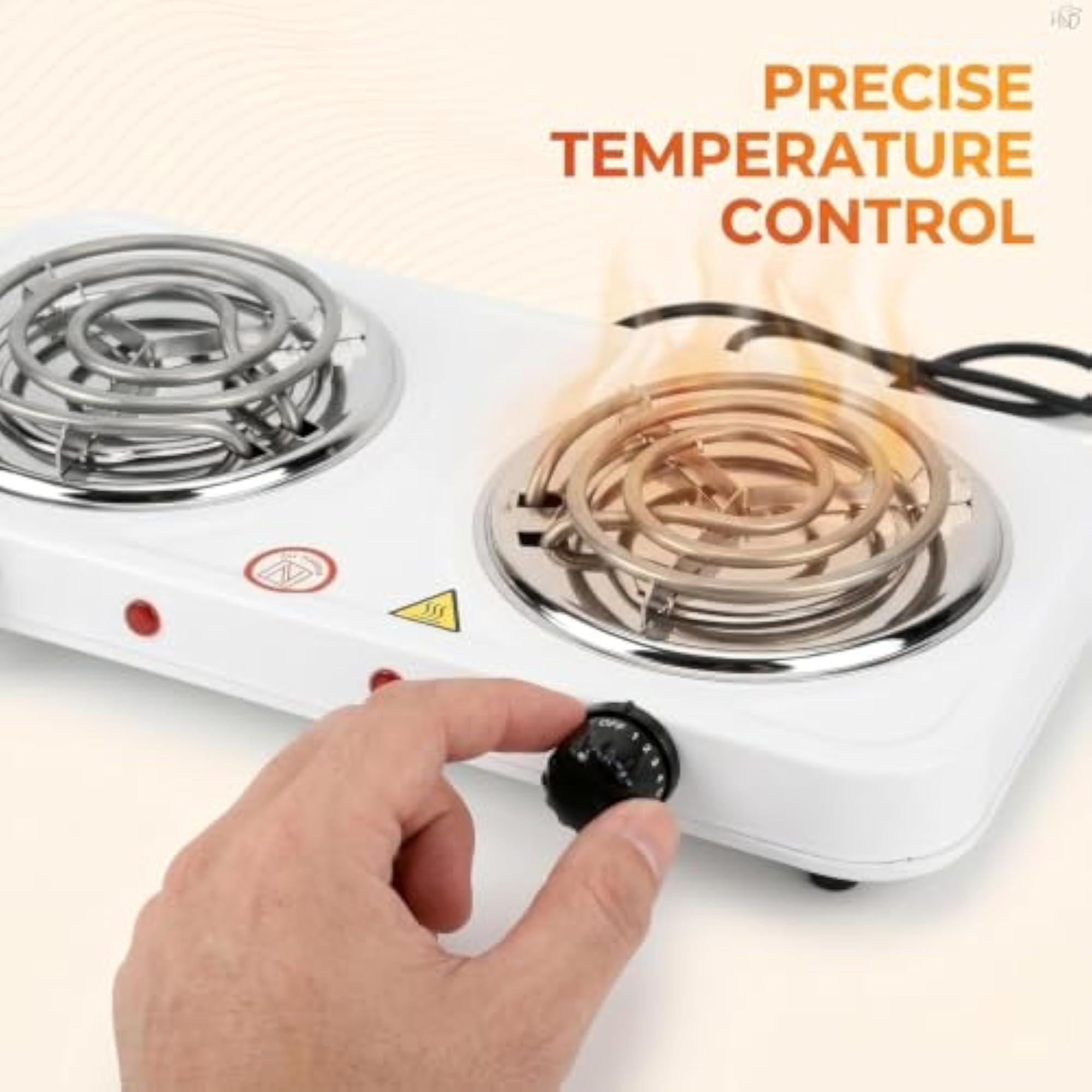 Electric Double Burner Coil Cooktop, 2000W