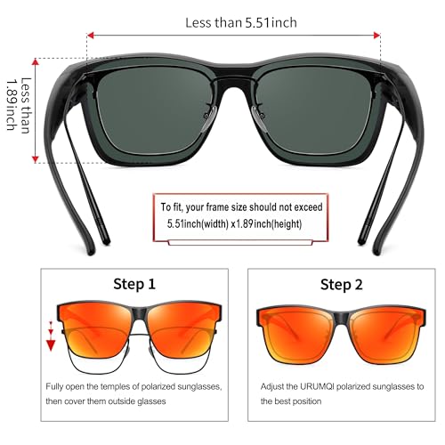 Image of URUMQI Polarized Sunglasses Fit Over Glasses for Men Women, Oversized Square Sun Glasses UV400 Protection