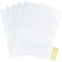 Pllieay 5 Pieces 7 Count Plastic Mesh Canvas Sheets, Eye Mesh for Embroidery, Acrylic Yarn Crafting, Knit and Crochet Projects, Make Aquarium Dividers10.2 x 13.2 inch, with 4 Pieces Weaving Needles