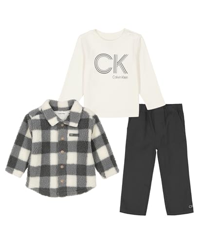 Calvin Klein baby-boys 3pc Shacket Pant Set