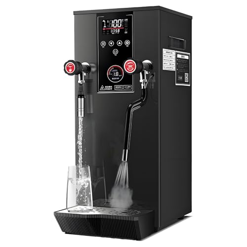 DNEPEI Espumador de Leche eléctrico Comercial de 2500 W y 12 L,hervidor de Agua Caliente,máquina de Vapor y ebullición rápida con Pantalla LED,Multiusos para café,té con Leche Black-220V