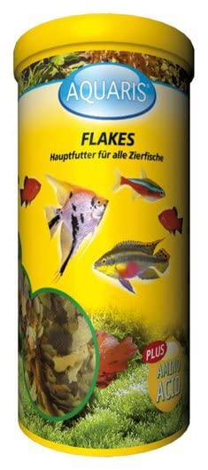 AQUARIS Flakes Aquarium Zierfischfutter - 150 g / 1 L. Hochwertiges Flockenfutter für Zierfische. Nährstoffreich, leicht verdaulich, trübt das Wasser Nicht. Für Guppys, Skalare und Goldfische.