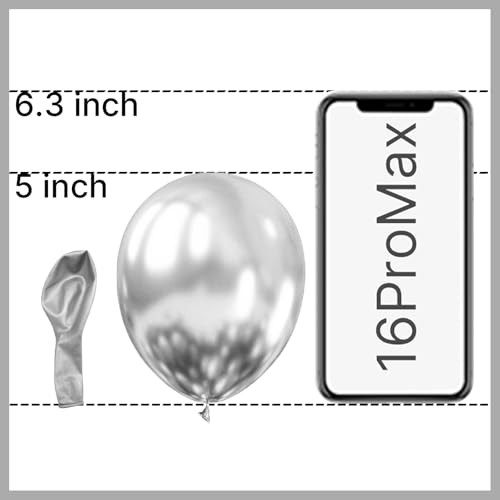 Image of PartyWoo, 50pcs Silver Metallic Balloons, 5inch, Balloon Garland or Arch, Women, Unisex, Birthday, Wedding Decorations