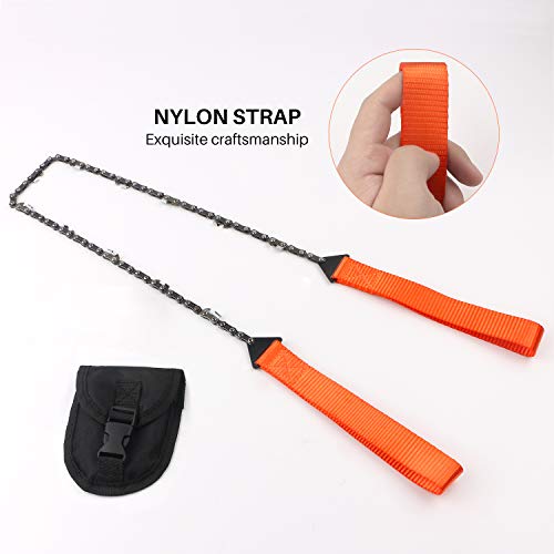 Survival Chainsaw Pocket Hand Saw 25-Inch Folding Survival Chain Saw With Strong Sharp Teeth For Camping Hiking Hunting Gardening And Outdoor Emergency Includes Fire Starter And Carrying Pouch #TOP3