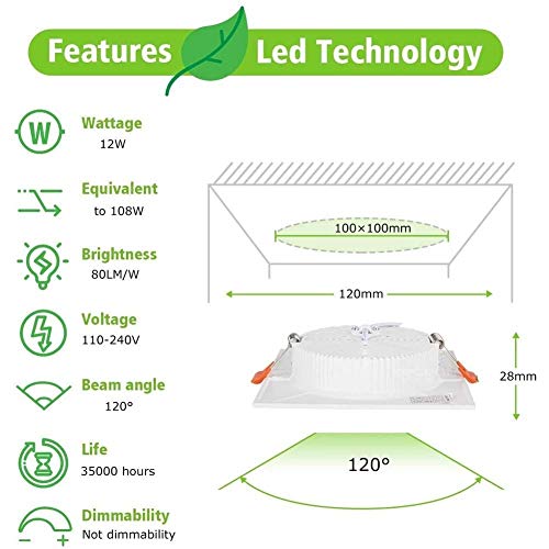 Lámpara de panel LED cuadrada ultradelgada de 12W y 960LM 3