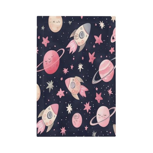 Mexpekil Pink Rockets Planets Light Switch Cover, 1 Gang Single Blank Wall Plates, Decorative Outlet Covers Switchplate for Home Office