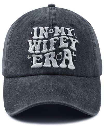 mukroiw Bridal Shower Gifts for Women Cute Bride Hat in My Wifey Era Baseball Cap Wedding Engagement Anniversary Christmas Birthday Gifts for Wife Mom Mama Black