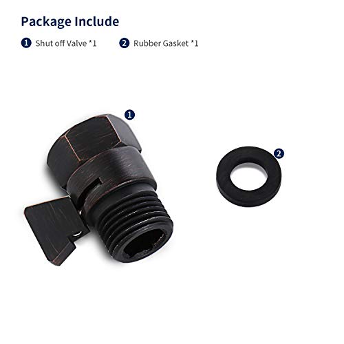 Tenfe Water Flow Control Shut Off Valve, Brass Adjustable Water Pressure Regulator For Hand Held Shower Head & Bidet Sprayer, Oil Rubbed Bronze Water Saver G1/2 Standard Connection #TOP6