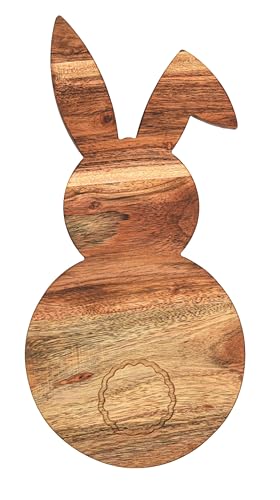 Affinity Decor Tabla de servir de madera con forma de conejo, tabla de cortar de madera para cocina, tablas de charcutería de madera orgánica, plato de servir de Pascua para queso y alimentos, 14.5 x