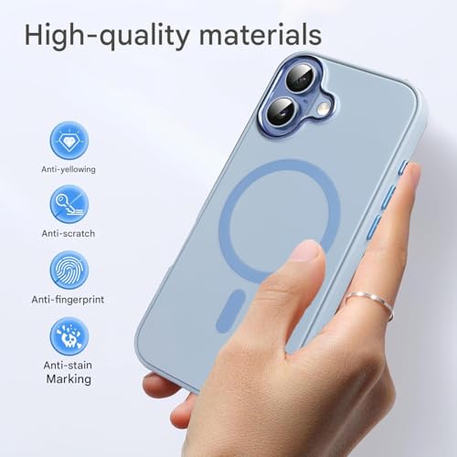 Image of Elzzi Magnetic for iPhone 17 Case (2025) (Compatible with MagSafe)(Military Grade Drop Protection) Matte Shockproof with Anti-Fingerprint Phone Cover, 6.3''|Official Blue
