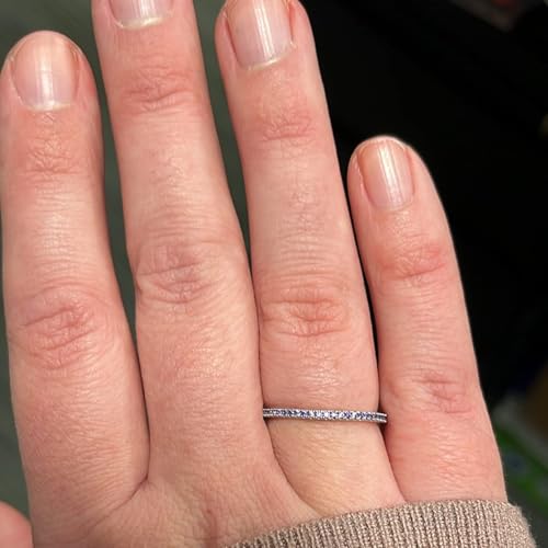 Eternity Band Ring for Women, Round Cut Simulated Alexandrite in 14K Gold Plated 925 Sterling Silver, Stackable Wedding Band or Anniversary Ring Jewelry Gift for Her3