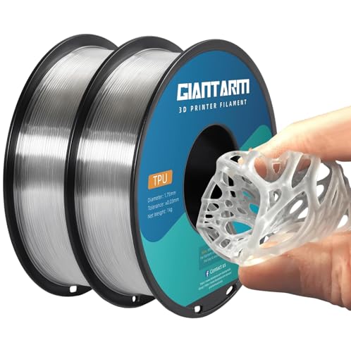 Image of GIANTARM TPU Filament 1.75mm Flexible Soft 2pcs 3D Printer Filaments Clear,95A 1kg Spool (2.2 lbs.), Dimensional Accuracy + /- 0.03 mm