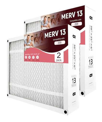 Aneedmore 201 Replacement Filter Compatible with AprilAire Space-Gard 2200 2250 and Compatible with Lennox MERV13 Pleated HVAC AC Furnace Filters 20x25x6(Actual Size: 19.75 x 24.25 x 6.00)(2 Pack)