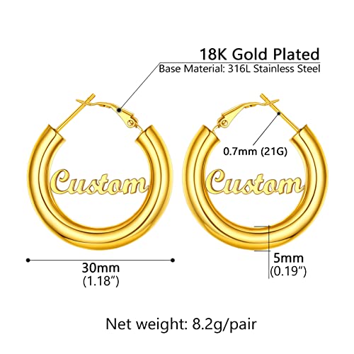 Image of Stainless Steel Chunky Hoop Earrings For Women, Minimalist and Chic, Black /Gold Plated, Round Hoops Earrings Hypoallergenic, Size: 30mm /40mm /60mm /80mm, Come with Box