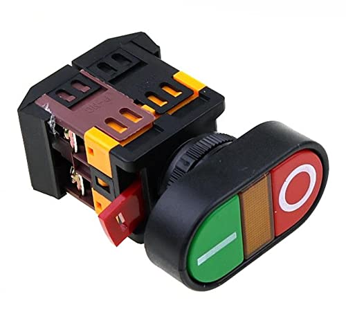 POWTAXBJGD 22mm 220V AC ON/Off Start Stop 1 NO NC APBB-22N Double Key Double Position with LED Yellow lamp Control Button Switch Reset (Size : 24V)