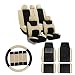 FH Group FB030115 + F14407 Combo Set: Light & Breezy Cloth Seat Cover Set Airbag & Split Ready W. FH2033 + F14407 Carpet Floor Mats Beige/Black- Fit Most Car, Truck, SUV, or Van