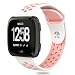 Hagibis Compatible Fitbit Versa Bands Sport Silicone Replacement Breathable Strap Bands New Fitbit Versa Smart Fitness Watch (White&Pink)