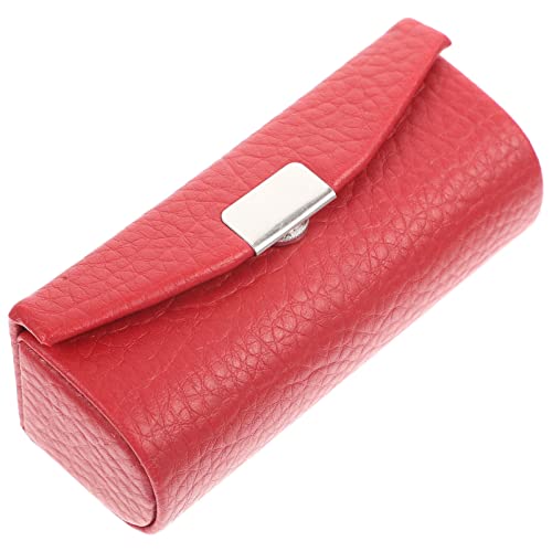 FOMIYES Lippenstift-Etui Leder Lippenstift-Box Mit Spiegel Make-Up-Reiseetuis Kosmetik-Aufbewahrungs-Organizer Für Damen Lippenstifte Lipgloss Lippenbalsam Rot