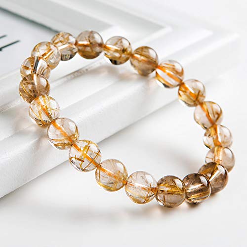 Bracelet quartz rutilé 10mm extensible pour un style luxueux sans fermoir difficile - 2