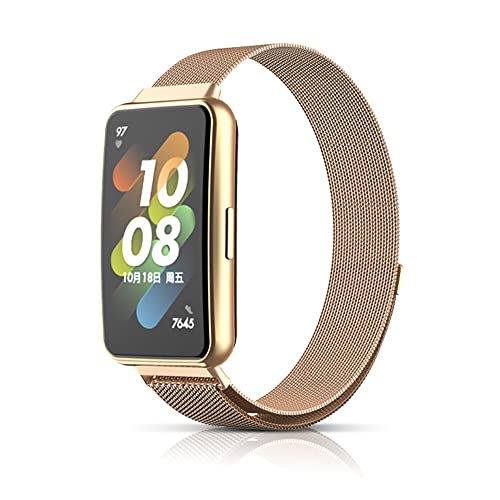 Niboow Strap Compatible with Huawei Band 7, Men Women Magnet Stainless Steel Metal Watch Bands Compatible with Huawei Band 7