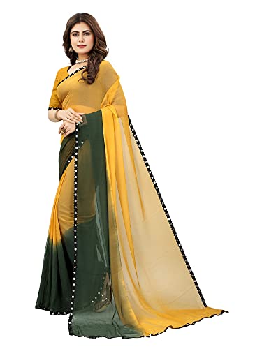 Image of JULEE Women's Chiffon Hand Printed Beutiful (70-30) Half-Half sarees blouse piece PRIME