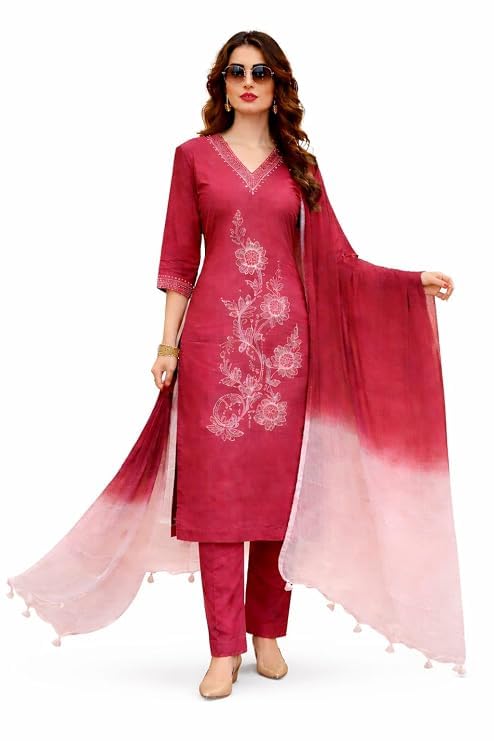 Women's Floral Embroidered, 3-Piece Set red-picture-33