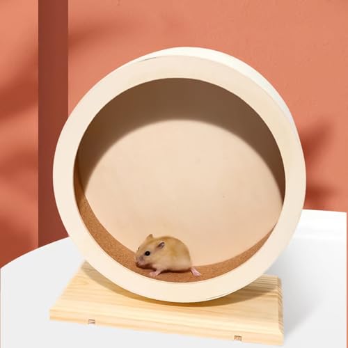 Hamster Exercise Wheels |Large Hamster Wheel Silent Running,Gerbil Wh EEL,Quiet Gerbil Whe el Wooden with Base, Spinner for Small Pets Mice Chinchilla Hedgehog Ger bil Running Enrichment Boredom by Generic - Image 4