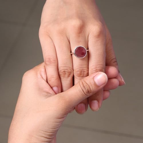 Bague en argent 925 et pierre rouge élégante, le cadeau d'anniversaire idéal