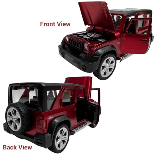 Image of 1:24 Thar Roxx Red Die-Cast Model Toy Car - Premium Alloy Off-Road SUV with Pull-Back Action, Openable Doors & Detailed Interior