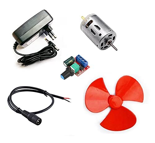 SP 385 DC Motor 12V Brush DC Motor High Speed Micro DC Motor Brushed with 3 Wing Propeller, PWM DC Motor Speed Controller and 12v Powerful Adapter DIY Kit-image-47